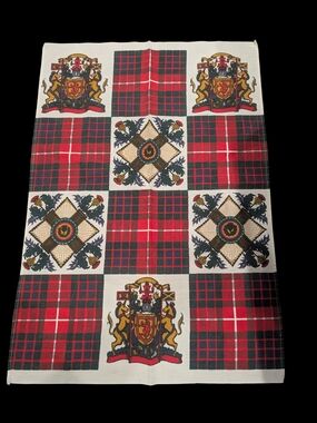Scottish Red and Black Tartan Crest Kitchen Towel